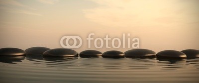 dampoint, Zen stones in water on sunrise (Wunschgröße, Fotografie, Photografie, Wasser, Steine, Kieselsteine, Reihe, Yoga, Sonnenaufgang, Zen, Weg, Konzentration, Meditation, Ruhe, Stille, Wellness, Badezimmer, Schlafzimmer, bunt)