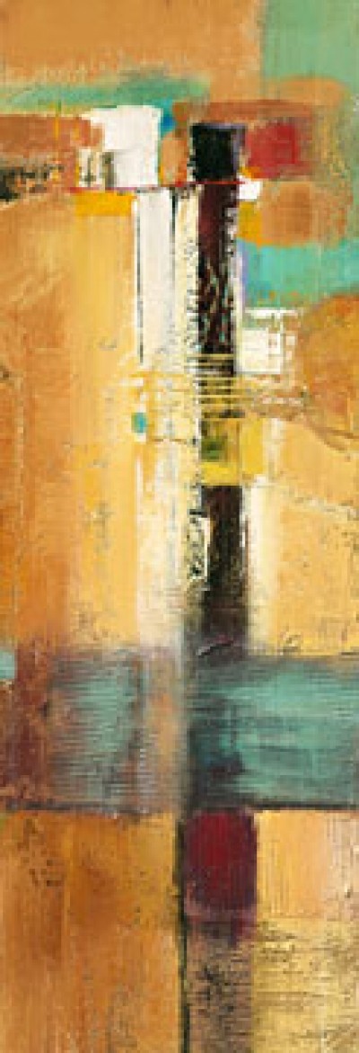 Bea Danckaert, Southern Heights I (Abstrakte Malerei, Farbfelder, abstrakte Formen, lebendig, leuchtend, Büro, Business, Wohnzimmer, Arztpraxis, bunt)