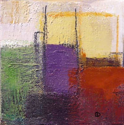 Bea Danckaert, Violet Statics III (Abstrakte Malerei, Farbfelder, abstrakte Formen, lebendig, leuchtend, Büro, Business, Wohnzimmer, Arztpraxis, bunt)