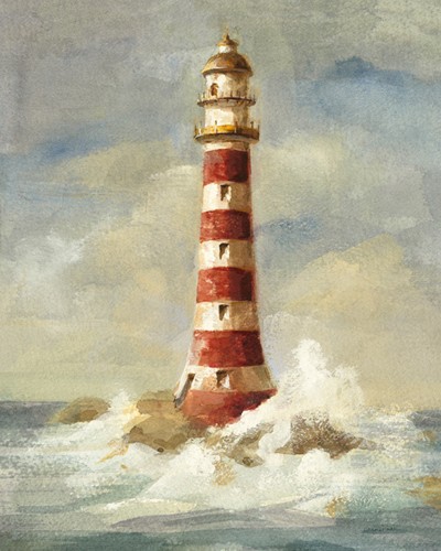 Danhui Nai, Lighthouse II (Wunschgröße, Leuchtturm, Meeresbrise, Badezimmer, Möwen, rot, blau, beige, Wohnzimmer, Flur)