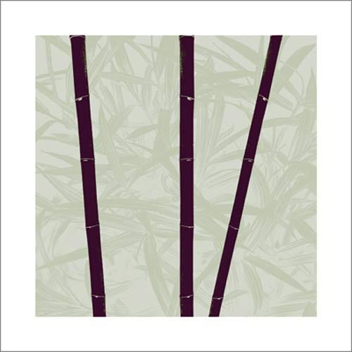 Davide POLLA, Bambous, 2006 (Bambus, Stäbe, Blätter, plakativ, modern, Treppenhaus, Wohnzimmer, Grafik, grau/violett)