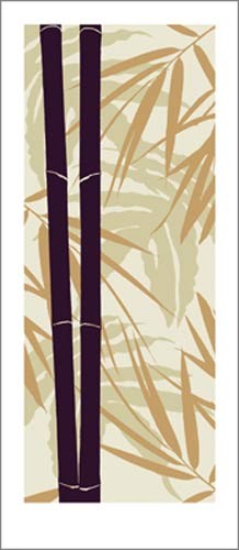 Davide POLLA, Bambous, 2006 (Bambus, Stäbe, Blätter, plakativ, modern, Treppenhaus, Wohnzimmer, Grafik, beige/violett)