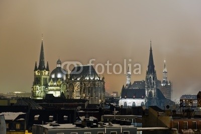 davis, Aachen (aachen, architektur, panorama, stadt, nacht, licht, winter, schnee, deutsch, dom, europa, stadt, himmel, dom, kirche, kultur, monuments, religion, tourismus, touriste)