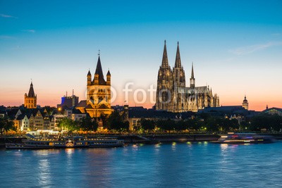davis, Cologne at dusk (cologne, cologne, dom, architektur, abend, rhein, stadt, flieÃŸe)