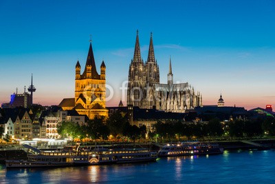 davis, Cologne at dusk (cologne, cologne, dom, architektur, abend, rhein, stad)