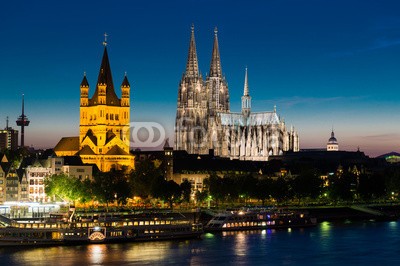 davis, Cologne at night (cologne, cologne, dom, architektur, abend, rhein, stadt, flieÃŸe)