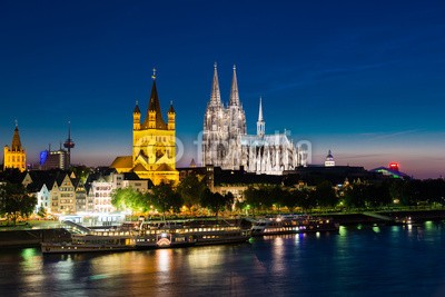 davis, Cologne at night (cologne, cologne, dom, architektur, abend, rhein, stadt, flieÃŸe)