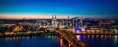 davis, Cologne Panorama at night (cologne, cologne, panorama, skyline, luftbild, architektur, nacht, rhein, do)