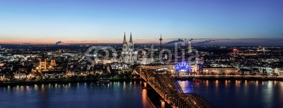 davis, Cologne Panorama at night (cologne, cologne, panorama, skyline, luftbild, architektur, nacht, rhein, do)