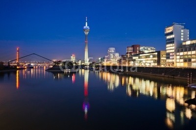 davis, DÃ¼sseldorf Medienhafen (rhein, deutsch, nacht, architektur, cologn)