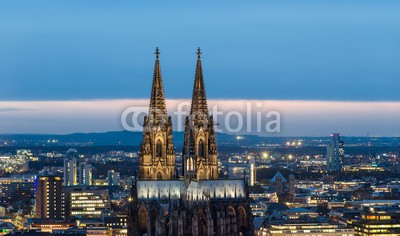 davis, KÃ¶ln (cologne, cologne, skyline, stadt, architektur, dom, landschaft, luftaufnahme, anblick, aben)