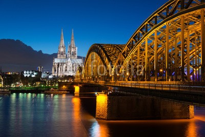 davis, KÃ¶ln (cologne, dom, rhein, ufer, skyline, panorama, abend, cologn)