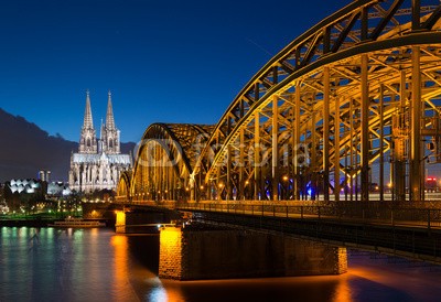 davis, KÃ¶ln (cologne, dom, rhein, ufer, skyline, panorama, abend, cologn)