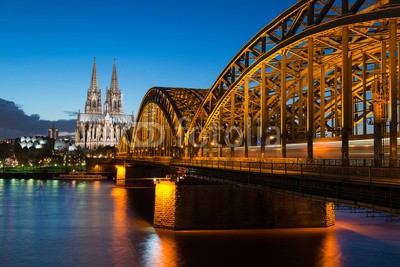 davis, KÃ¶ln (cologne, dom, rhein, ufer, skyline, panorama, abend, cologn)