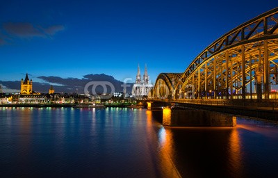 davis, KÃ¶ln (cologne, dom, rhein, ufer, skyline, panorama, abend, cologn)