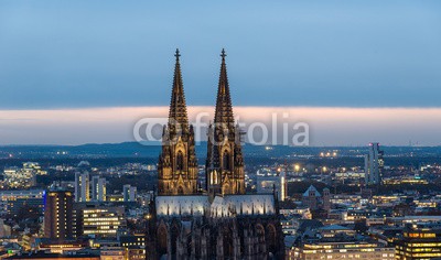 davis, KÃ¶lner Dom (cologne, cologne, skyline, stadt, architektur, dom, landschaft, luftaufnahme, anblick, aben)