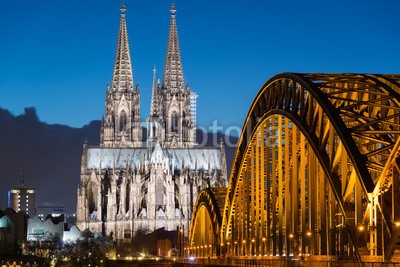 davis, KÃ¶lner Dom (cologne, dom, rhein, ufer, skyline, panorama, abend, cologn)