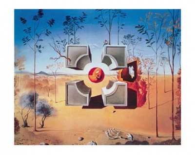 Salvador Dali, Sans titre (Malerei, Surrealismus, Landschaft, Klassische Moderne, Fantasie, Wohnzimmer, Treppenhaus,  bunt)