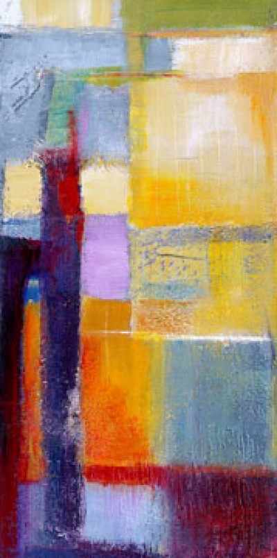 Bea Danckaert, Deep View I (Abstrakte Malerei, Farbfelder, abstrakte Formen, lebendig, leuchtend, Büro, Business, Wohnzimmer, Arztpraxis, bunt)