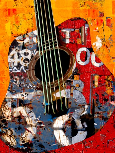 Daryl Thetford, ´58 Guitar (Wunschgröße, Malerei, Modern, Gitarre, Gitarrensaiten, Buchstaben, Farbflächen, Zahlen, Wohnzimmer, Jugendzimmer, bunt)