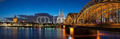 davis, KÃ¶ln (cologne, dom, rhein, ufer, skyline, panorama, abend, cologn)