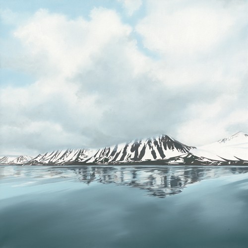 Dawn Reader, Rising clouds (Wunschgröße, Malerei, Meer, Meeresbrise, Küste, Felsen, Arktik, Schnee, Eis, Wolken, Spiegelungen, Badezimmer, Schlafzimmer, Arztpraxis, blau / grau)