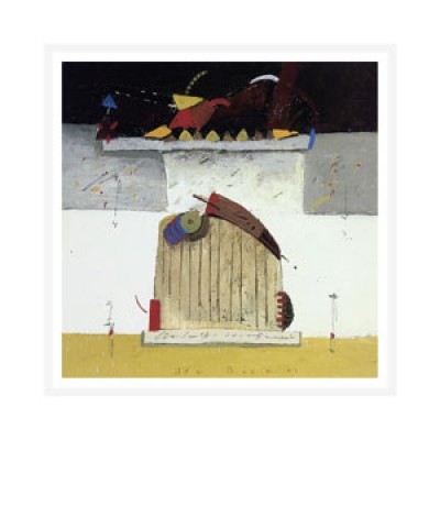 Theo Den Boon, Gate to Paradise II (Tor, Paradies, Zeitgenössisch, Abstrakt, Collage, Malerei, Formen, Wohnzimmer, bunt)