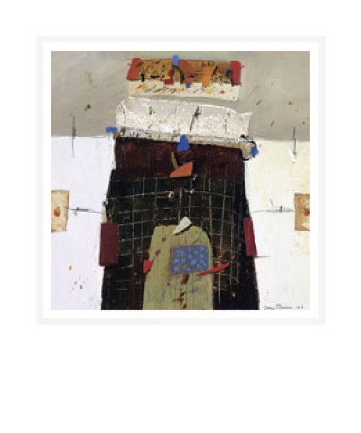 Theo Den Boon, Gate to Paradise III (Tor, Paradies, Zeitgenössisch, Abstrakt, Collage, Malerei, Formen, Wohnzimmer, bunt)