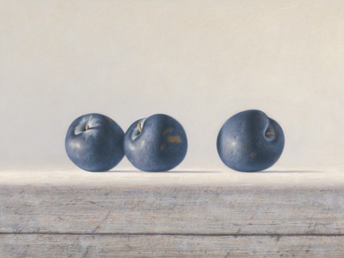 Délaer, 12DK1279 (Modern, Stillleben, Obst, Pflaumen, Früchte, naturgetreu, Malerei, Esszimmer, Küche, Wunschgröße, bunt)