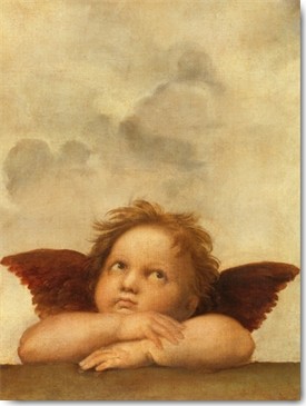 Raffael, Die Sixtinische Madonna (Detail) VI (Klassiker, Sixtinische Madonna, Engel, Putte, Renaissance, Malerei, Wohnzimmer, Schlafzimmer, Treppenhaus, Wunschgröße, bunt)