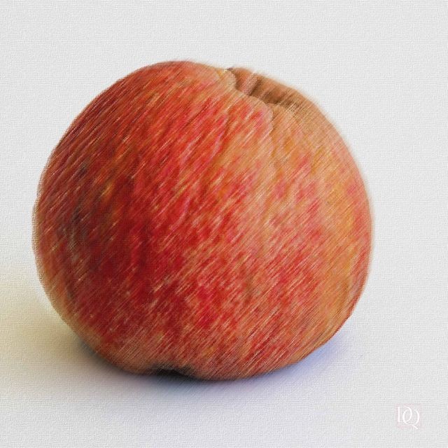 Dieter Quant, DQV14 (Apfel, Frucht, Obst, verzerrt, unscharf, Fotokunst, modern, Wohnzimmer, Treppenhaus, Esszimmer, Küche, Gastronomie, Wunschgröße, rot/weiß)