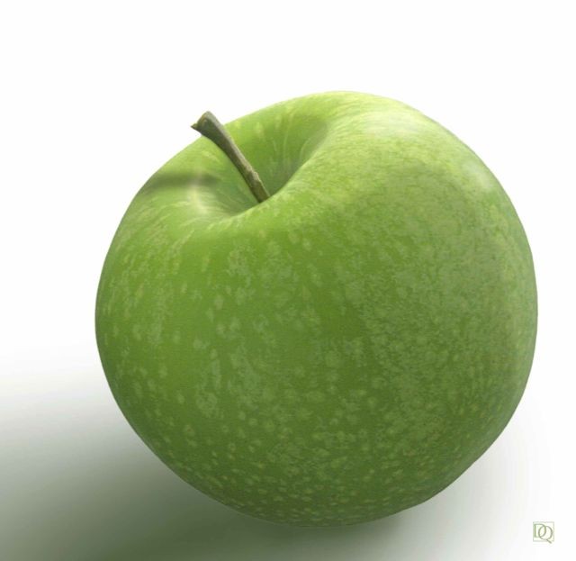Dieter Quant, DQV15 (Apfel, Frucht, Obst, Fotografie, Granny Smith, modern, Wohnzimmer, Treppenhaus, Esszimmer, Küche, Gastronomie, Wunschgröße, grün/weiß)