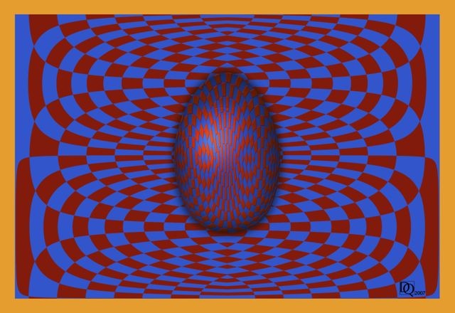 Dieter Quant, DQV28 (Geometrisches Muster, karos, kariert, Ei, dreidimensional, OP-Art, Fotokunst, Farbeffekte, künstlich, modern, Wohnzimmer, Treppenhaus, Büro, Wunschgröße,)