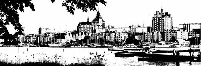 Dieter Quant, DQV31 (Landschaft, Fluss, Stadt, Panorama, Fotokunst, unscharf, modern, Wohnzimmer, Treppenhaus, Wunschgröße, schwarz/weiß)