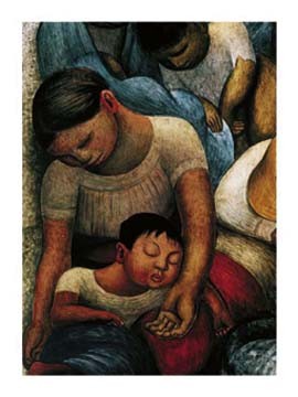 Diego Rivera, La Noche de Los Pobres (American Scene, Mexiko, Bettlerin, Armut, Nachtszene, Eros&People, Malerei, Klassische Moderne, Wohnzimmer, Treppenhaus, bunt)