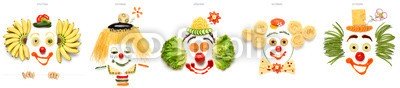 Dmitry Fisher, Funny plates. (Wunschgröße, Fotografie, Früchte, Gemüse, Clown, Spaß, Montage, Clownsgesichter, lustig, Gesundheit, Vitamine, Ernährung, Esszimmer, Küche, Bistro, Gastronomie, bunt)