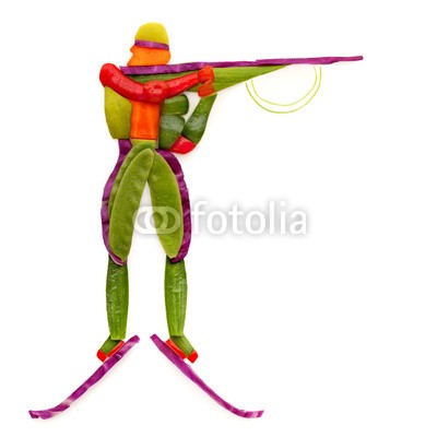 Dmitry Fisher, Yummy biathlon. (biathlon, sport, essen, konzept, winter, diät, gesundheitswesen, aktion, aktiv, pflege, wettbewerb, cross country, gefährlich, feeds, essen, extrem, schnell, fitness, obst, obst, gesundheit, gesund, lebensstil, männlich, mann, mann, ernährung, drauße)