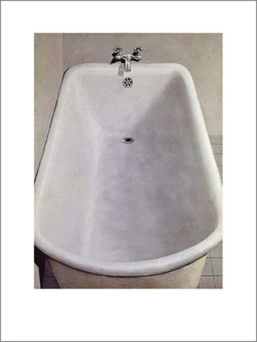 Domenico Gnoli, Bagnarola, 1969 (Klassische Moderne, Badewanne, Wanne, Objekt,  Malerei, Wohnzimmer, Badezimmer, grau / weiß)