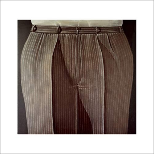 Domenico Gnoli, Striped Trouses, 1969 (Klassische Moderne, Figuration, Hose, Hosenbund, Bügelfalte, Detail,  Malerei, Wohnzimmer, Schlafzimmer, Treppenhaus, gestreift,  grau / weiß)