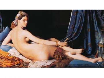 Jean-Auguste-Dominique Ingres, La Grande Odalisque (Wunschgröße, Malerei, Aktbild, Odaliske, Haremsdienerin, Rückenakt, Klassizismus, Sinnlichkeit, Orient, Klassiker, Eros&People, Schlafzimmer, bunt)