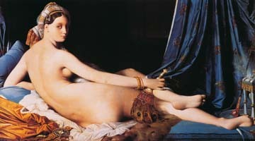 Jean-Auguste-Dominique Ingres, La Grande Odalisque (Wunschgröße, Malerei, Aktbild, Odaliske, Haremsdienerin, Rückenakt, Klassizismus, Sinnlichkeit, Orient, Klassiker, Eros&People, Schlafzimmer, bunt)