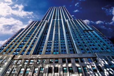 Dr. Michael Feldmann, Skyscraper (USA, Amerika, New York, Metropole, Städte, Gebäude / Architektur, Wolkenkratzer, Hochhaus, Himmel, Perspektive, Untersicht,  Büro, Business, Wohnzimmer, Wunschgröße, Fotokunst,   bunt)