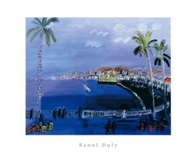 Raoul Dufy, Baie de Anges, Nice (Hafenstadt, Nizza, Cotes d'Azur, Palmen, Meeresbrise, Klassische Moderne, Fauvismus, Malerei, Wohnzimmer, Treppenhaus, Arztpraxis, bunt)