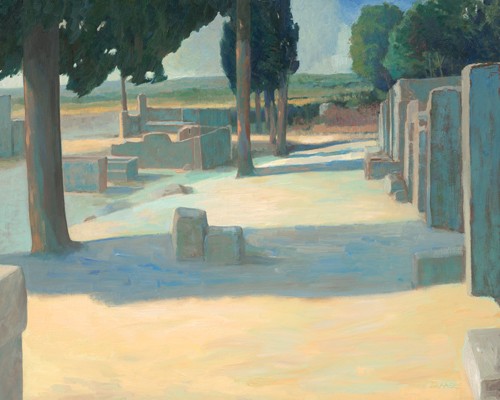 Edwin Aafjes, Pompeï (Wunschgröße, Modern, Malerei, Pompeji, Italien, Römer, Ruinen, Impressionen, Landschaft, Bäume, Wohnzimmer, Treppenhaus,  bunt)