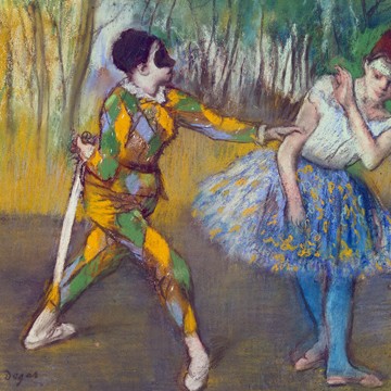 Edgar Degas, Harlekin und Columbine (Wunschgröße, Klassiker, Impressionismus, Figurativ, Tanzen, Clown, Ballett, Wohnzimmer, Flur,Soziale Einrichtungen,Treppenhaus)