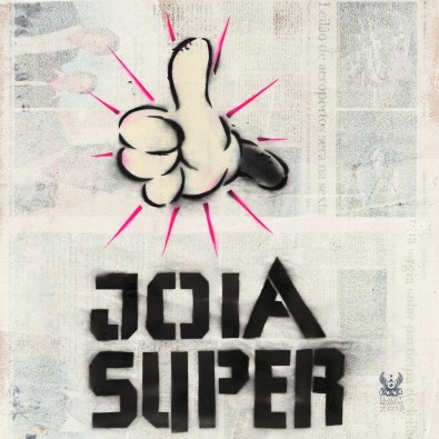 Eliot, Joia (Street Art, Graffity, Freude, super, Mickey Mouse Hand, Urban Art, portugisisch-deutsch, Treppenhaus, Wohnzimmer, Jugendzimmer, modern, Wunschgröße, Grafik, bunt)
