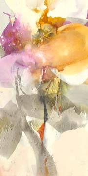El Witt, Tender Blossom (Blüten, abstrakt, Aquarell, Malerei, zart, filigran, transparent, Wohnzimmer, Schlafzimmer, Wunschgröße, bunt)