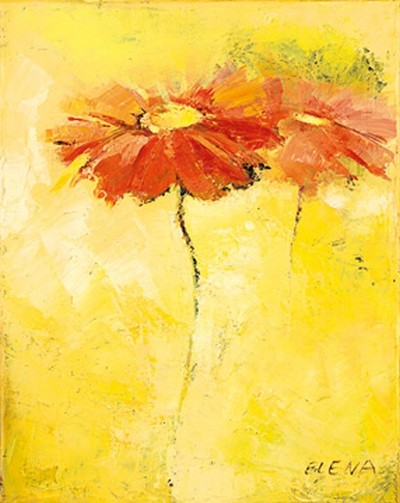 Elena Filatov, Feldblumen I (Blumen, Blüten, Botanik, Gerbera, Treppenhaus, Wohnzimmer, Schlafzimmer, Wunschgröße, gelb / orange)