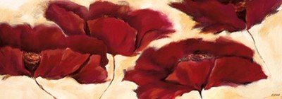 Elena Filatov, Mohn in Milch III (Blumen, Blüten, Botanik, Mohn, Treppenhaus, Wohnzimmer, Schlafzimmer, Wunschgröße, purpurrot, apricot)