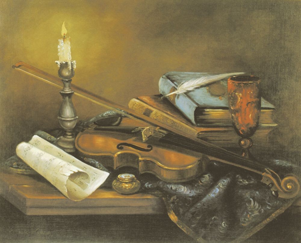 Elisabeth Paetz-Kalich, STILL LIFE AND VIOLIN (NOSTALG.)